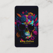 Modern Floral Skull Tattoo Artist Monogram Visitenkarte (Vorderseite)