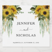 Modern Floral Sunflower Wedding  Schaumweinetikett (Einzelnes Label)