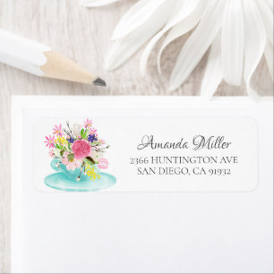 Modern Floral Teacup Bridal Rücksendeadresse Label