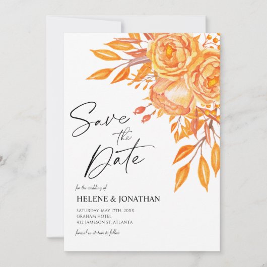Modern Floral Terracotta Rustikale Hochzeit Save The Date (Vorderseite)