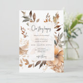 Modern Floral Two Sided Wedding Invitation Einladung (Stehend Vorderseite)