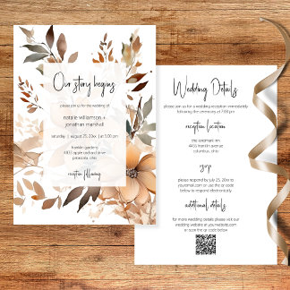 Modern Floral Two Sided Wedding Invitation Einladung
