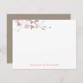 Modern Floral Vielen Dank - Soft Pink Mitteilungskarte (Vorne/Hinten)