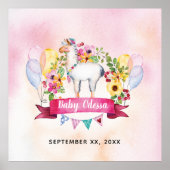 Modern Floral Watercolor Babyduschzeichen Poster (Vorne)