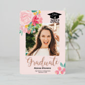 Modern Floral Watercolor Chic 2 Skalierungsbilder Folieneinladung (Stehend vorne)