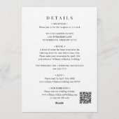 modern  Floral Wedding Information Card QR Code Einladung (Rückseite)