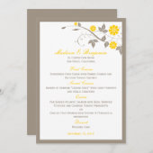 Modern Floral Wedding Menu - Mustard Menükarte (Vorne/Hinten)