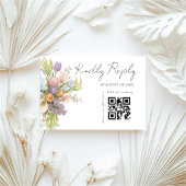 Modern Floral Wedding QR code  RSVP Karte