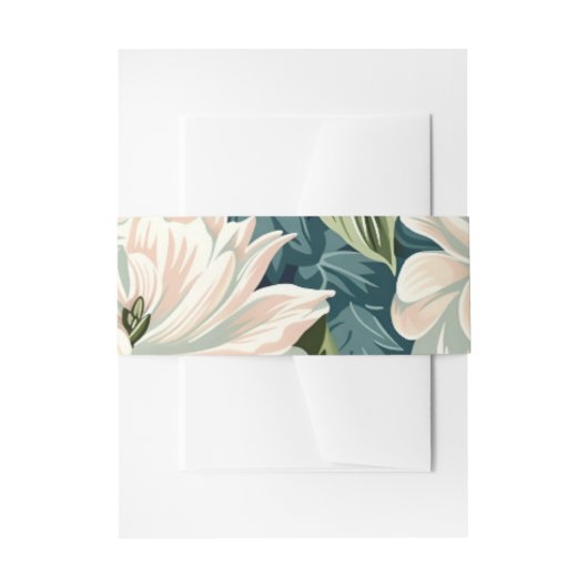 Modern Floral White Wedding Einladungsbanderole (Vorderseite Beispiel)