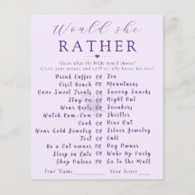 Modern Floral Would She Rather Bridal Shower Game 