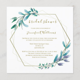 Modern Floral Wreath Bridal Dusche Einladung