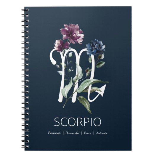Modern Floral Zodiac Star Sign Scorpio Notizblock (Vorderseite)