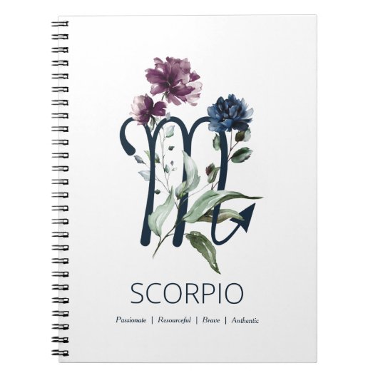 Modern Floral Zodiac Star Sign Scorpio Notizblock (Vorderseite)