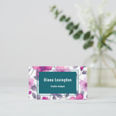 Modern florale Fuchsia Green Business Card Visitenkarte (Stehend Vorderseite)