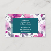 Modern florale Fuchsia Green Business Card Visitenkarte (Rückseite)