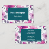 Modern florale Fuchsia Green Business Card Visitenkarte (Vorne/Hinten)