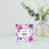 Modern florale Fuchsia Pink Business Card Quadratische Visitenkarte (Stehend Vorderseite)