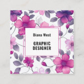 Modern florale Fuchsia Pink Business Card Quadratische Visitenkarte (Vorderseite)