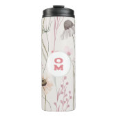 Modern florale Monogramm hellrosa grün Thermosbecher (Vorderseite)