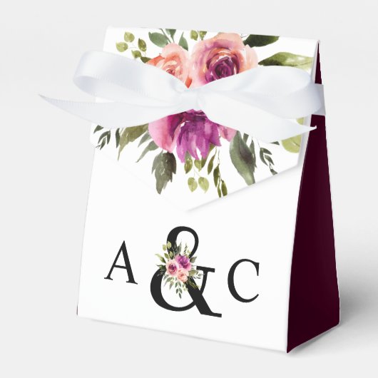 Modern floraler Ampersand Pflaume Pink Peach & Bla Geschenkschachtel (Vorderseite)