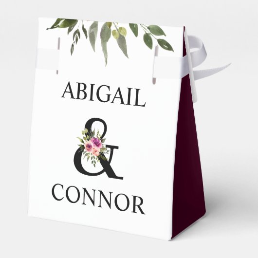 Modern floraler Ampersand Pflaume Pink Peach & Bla Geschenkschachtel (Rückseite)