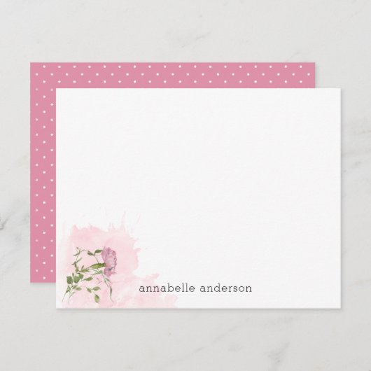 Modern floraler Wasserfarbenfrosch Fuchsia Pink Pe Mitteilungskarte (Vorne/Hinten)