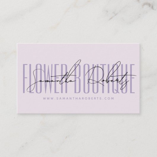 Modern florist flower boutique lavender visitenkarte (Vorderseite)