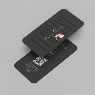 Modern Florist Shop Black Gold Blume Bouquet Visitenkarte