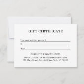 MODERN FLOWER BUSINESS GIFT CERTIFICATE  (Rückseite)