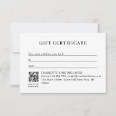 MODERN FLOWER BUSINESS QR CODE GIFT CERTIFICATE  (Rückseite)