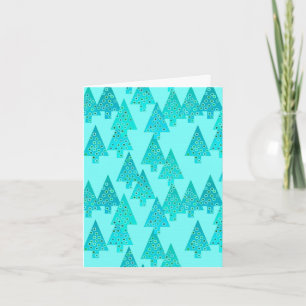 Modern flower Christmas trees - aqua & peacock Feiertagskarte