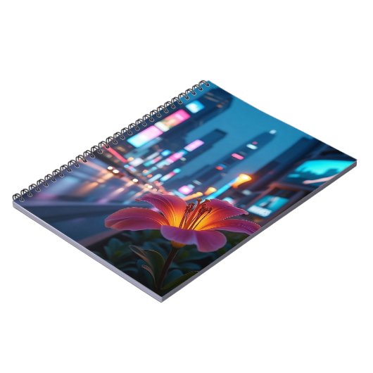 Modern Flower in Cityscape - Notebook Notizblock (Linke Seite)