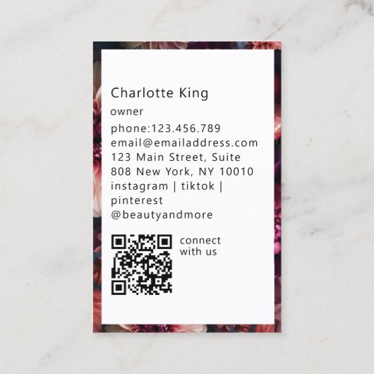 Modern Flower QR Code Visitenkarte (Rückseite)