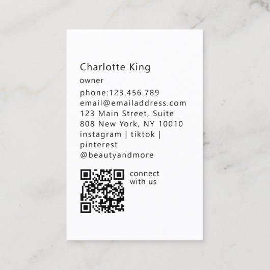 Modern Flower QR Code Visitenkarte (Rückseite)