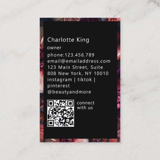 Modern Flower QR Code Visitenkarte (Rückseite)