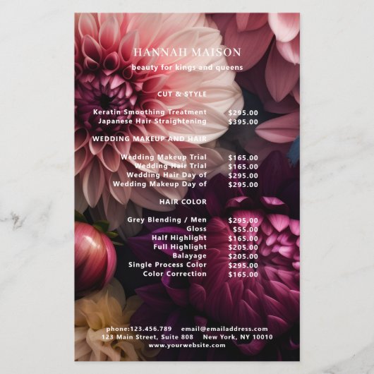 Modern Flower Salon Pricelist Flyer (Vorne)