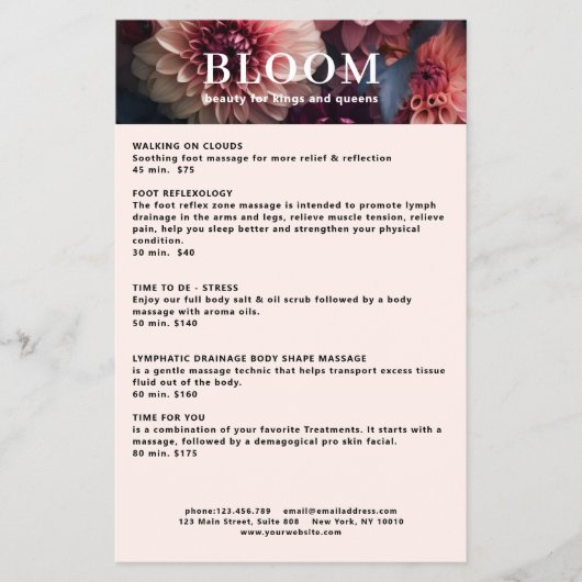 Modern Flower Salon Pricelist QR Code Flyer (Vorne)