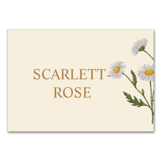 Modern Flower Wedding Name Place Cards Tischnummer (Vorderseite)
