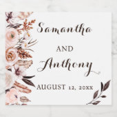 Modern Flowers Feathers Wedding Wine Bottle Label Schaumweinetikett (Einzelnes Label)