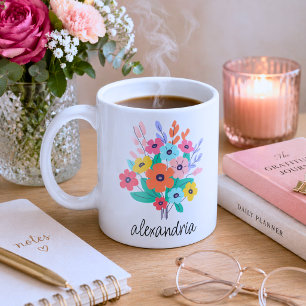 Modern Flowers Monogramm  Kaffeetasse