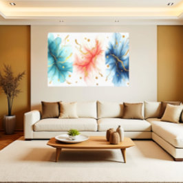 Modern Fluid Ink Swirls in Gold Abstract Canvas Leinwanddruck