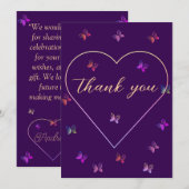 modern flying butterflies heart dankeskarte (Vorne/Hinten)