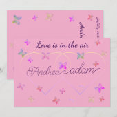 modern flying butterflies heart invitation einladung (Vorne/Hinten)
