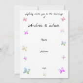 modern flying butterflies heart invitation einladung (Rückseite)