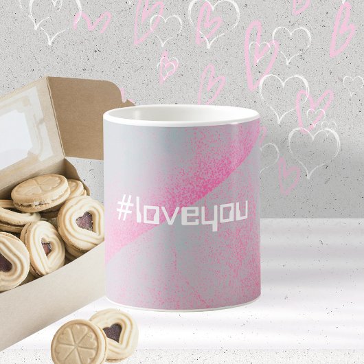 Modern Foam Roller Hashtag #loveyou Pink & Gray Kaffeetasse