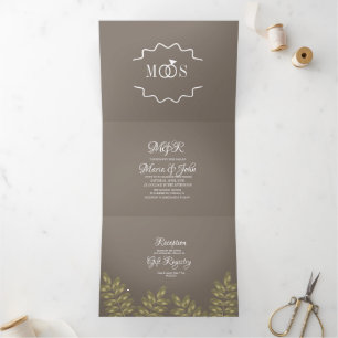 Modern Foil Greenerity Ring Wedding Logo Dreifach Gefaltete Einladung