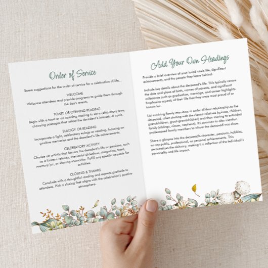 Modern Folded 4-Page 3-Photo Celebration of Life P Programm