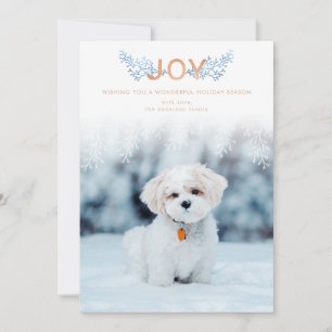 Modern Foliage Cute Dog Photo Holiday Card Feiertagskarte