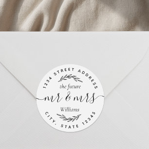 Modern Foliage Future Mr. Wedding Ansprache Runder Aufkleber