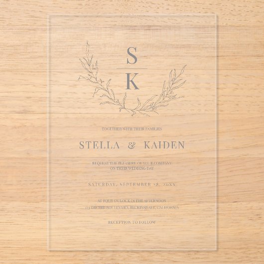 Modern Foliage Leaf Sketch Acryleinladungen (Vorderseite)